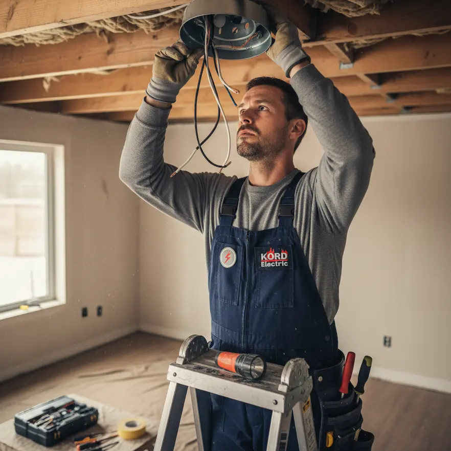 Recessed lights illuminating a stylish open concept kitchen