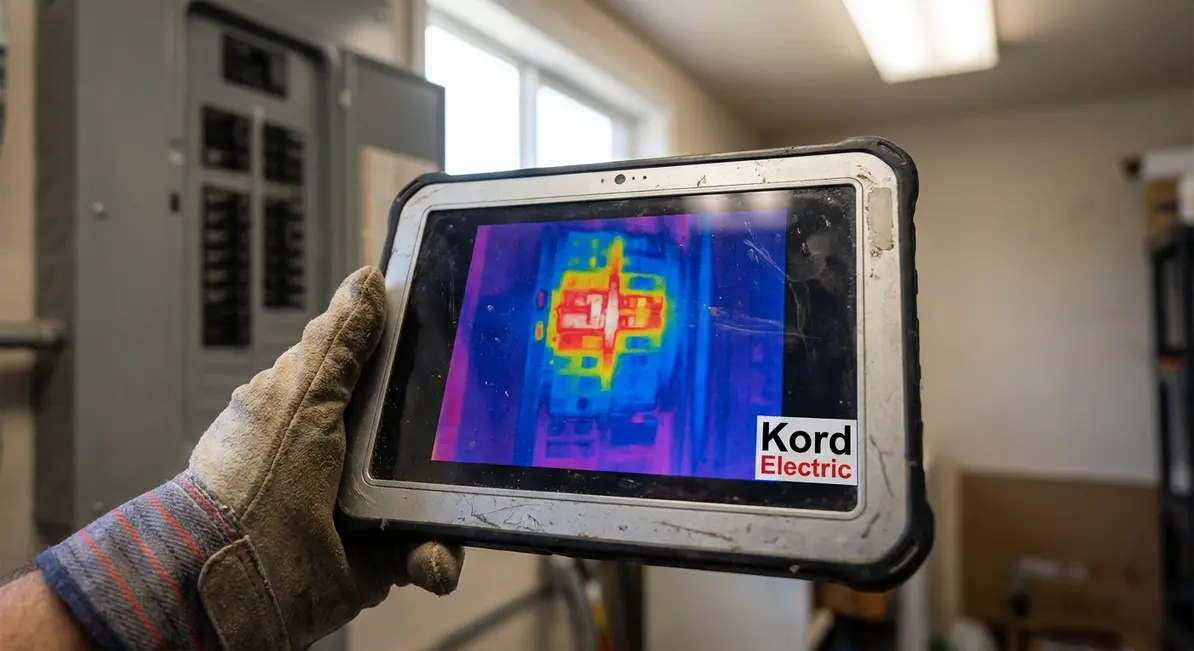Thermal imaging camera highlighting electrical hot spots