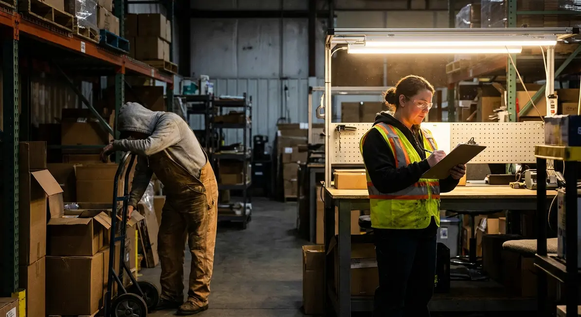 Well-lit industrial facility