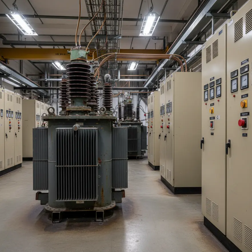 Row of UPS battery cabinets protecting mission-critical servers