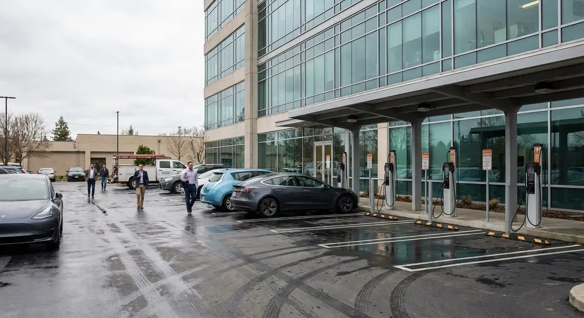 Commercial property EV chargers in operation