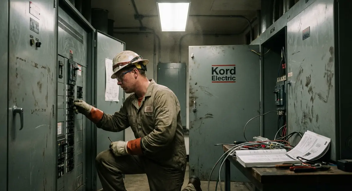 Electrical panel room prepared for commercial EV charger installation