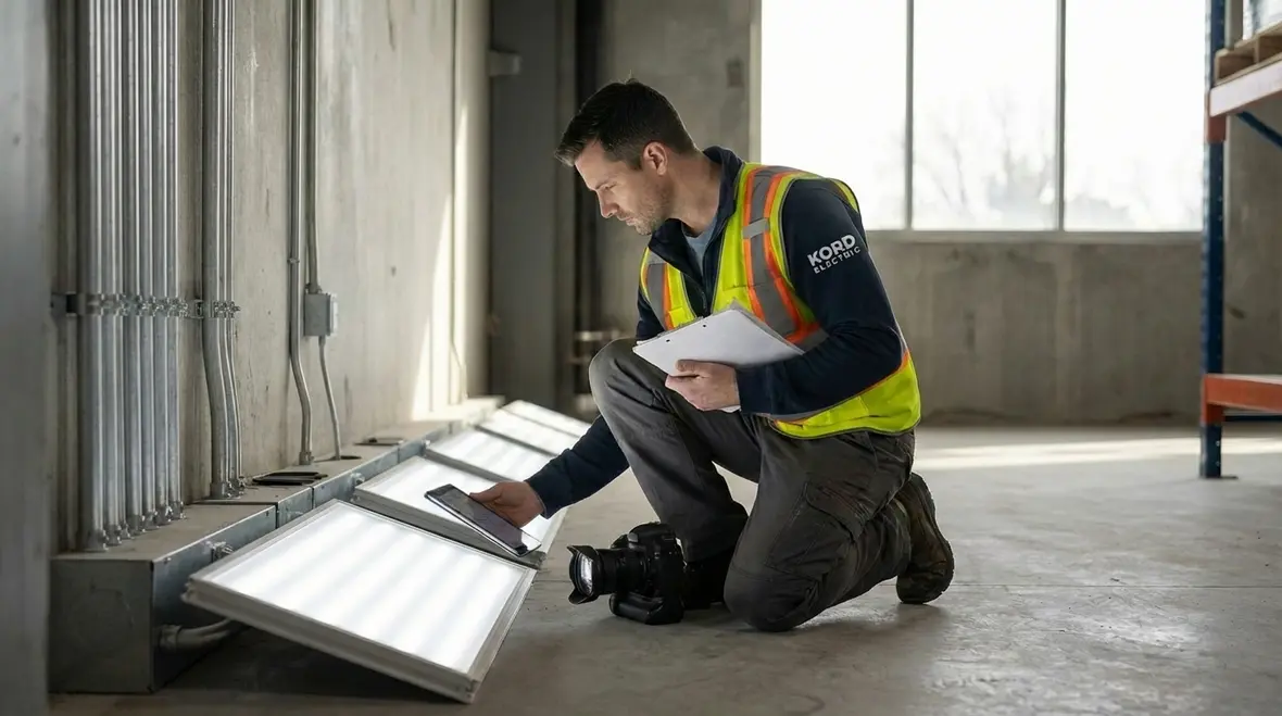 Energy efficient LED lighting retrofit in a commercial facility