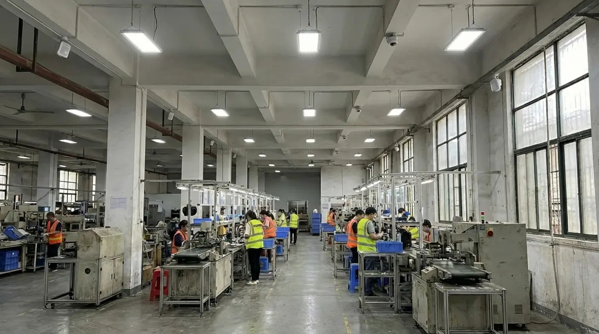 Engineered commercial lighting design improving workflow and safety in a large facility