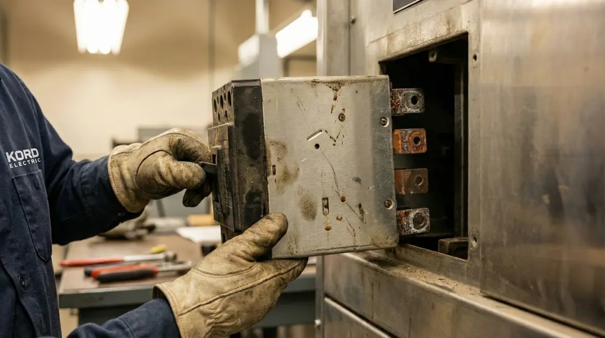 Load testing equipment connected to a commercial electrical panel