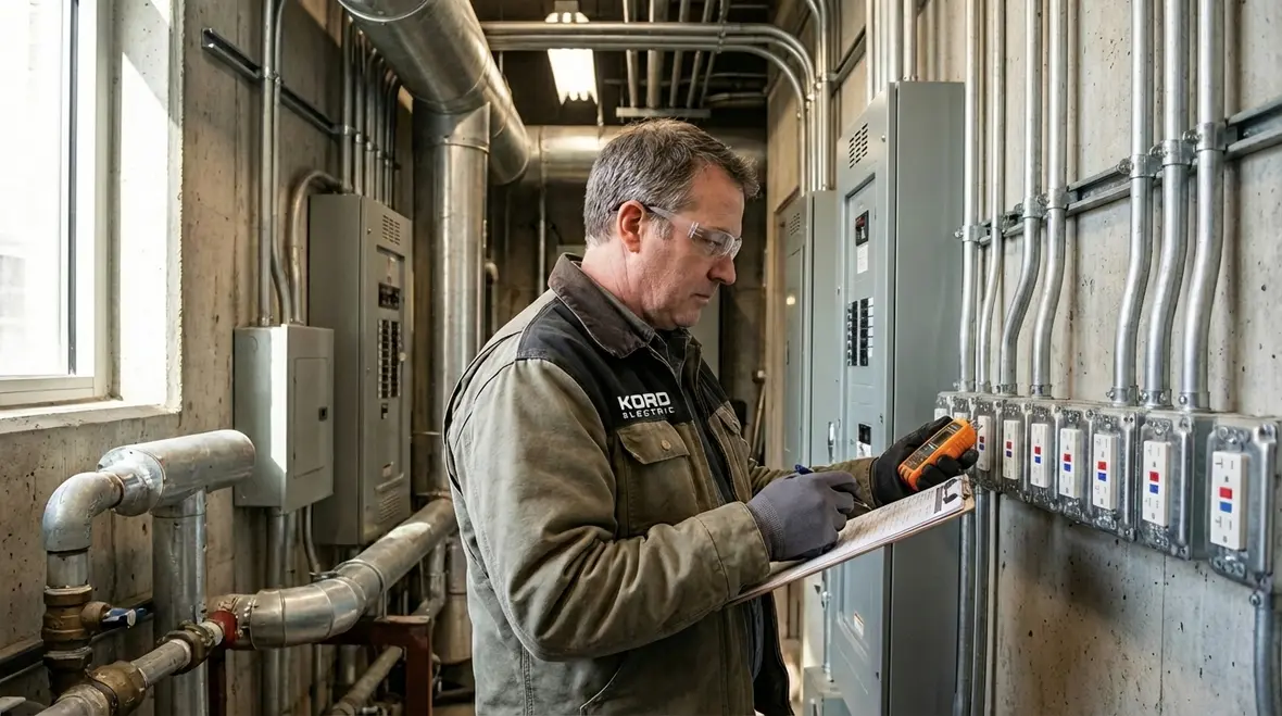 Diagram of GFCI outlet locations in a large commercial building