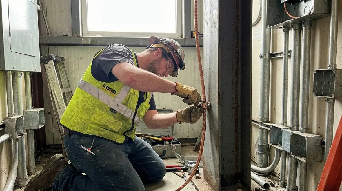Grounding conductors and electrical panels in an industrial facility