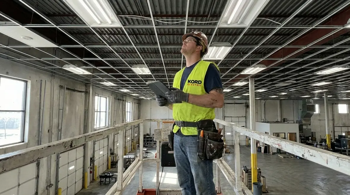 Warehouse with upgraded LED lighting improving visibility and safety