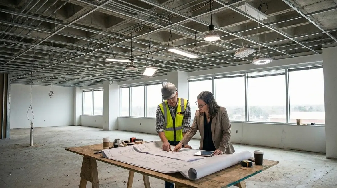 New build commercial lighting design layout for a logistics facility