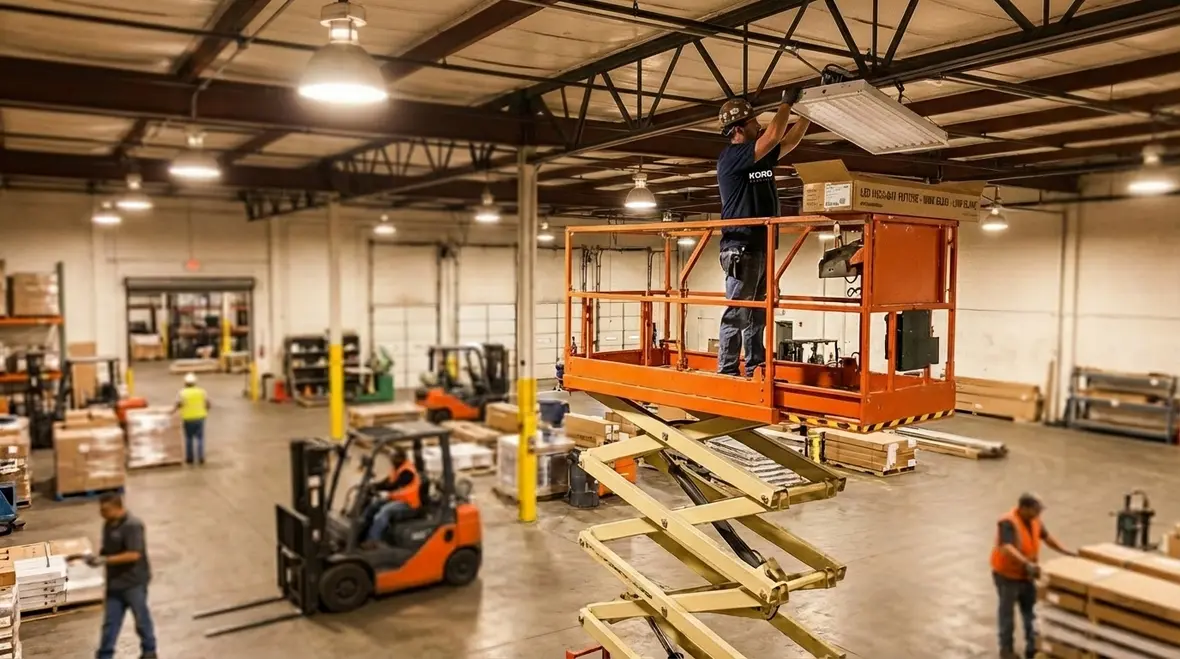 LED retrofit facility lighting upgrade in a commercial distribution center