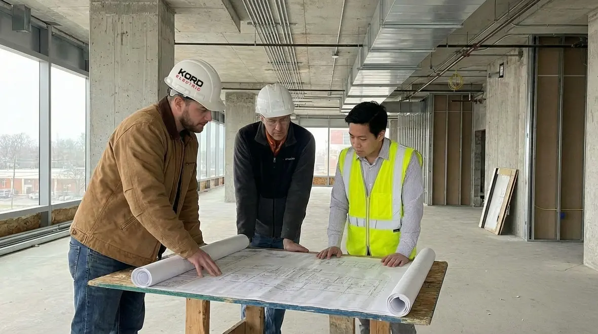 Commercial electrician inspecting panel during West Hollywood electrical remodeling