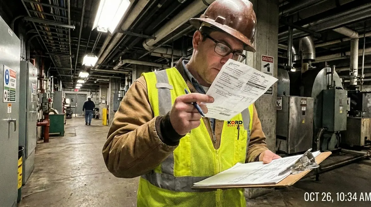 Energy efficient lighting and electrical upgrades in a large commercial building