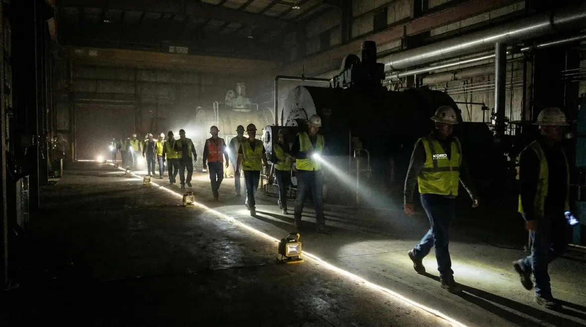Emergency egress lighting in an industrial facility