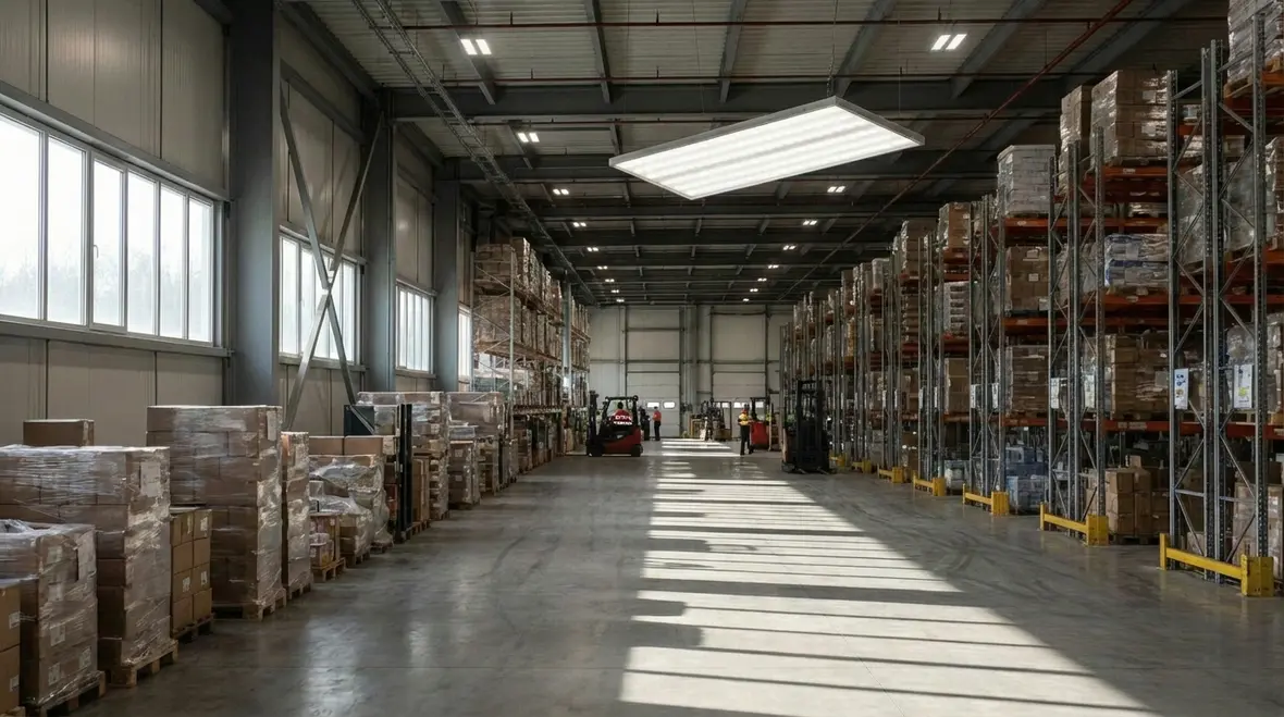 Commercial facility hallway showing effects of poor lighting installation
