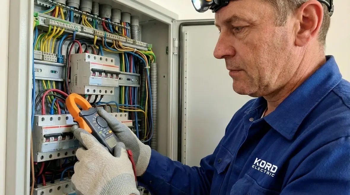 Close-up of safe, code-compliant commercial electrical panel in Santa Monica