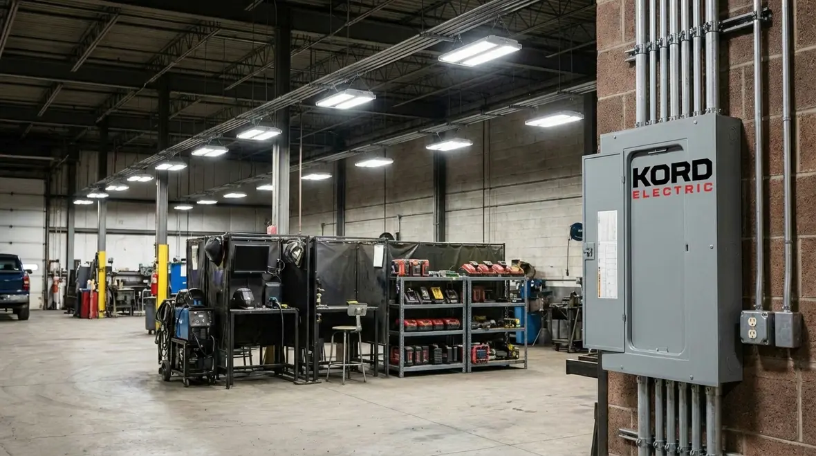 Heavy-duty commercial garage wiring and conduit for industrial equipment