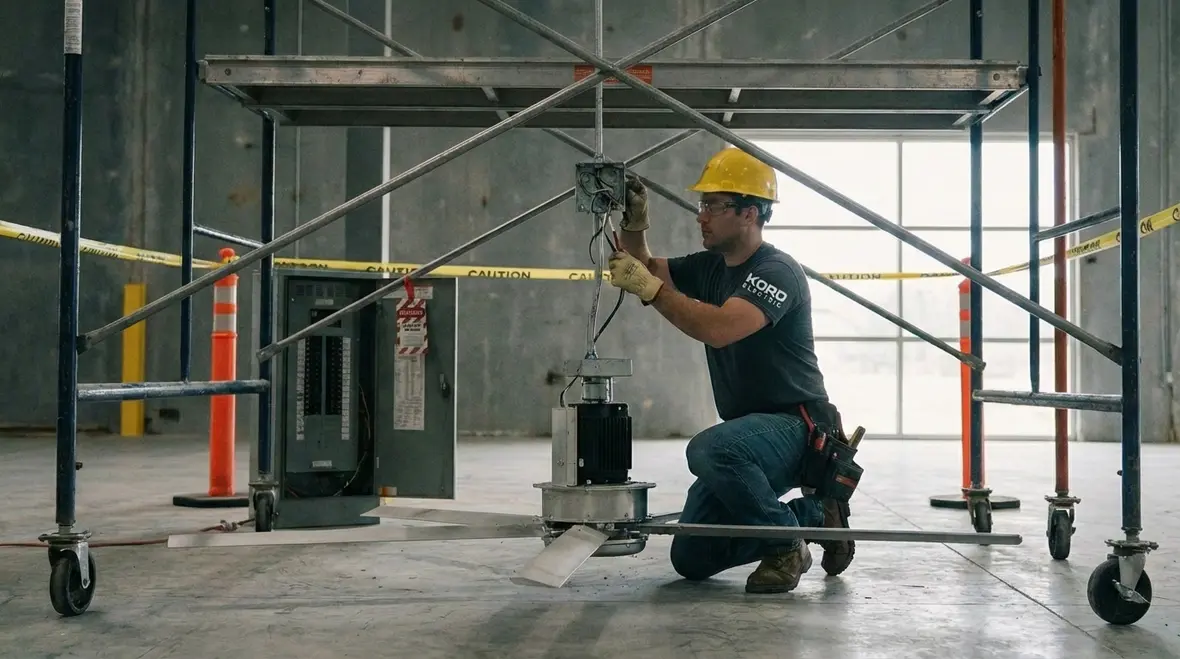 Ceiling fan installation process in a commercial building