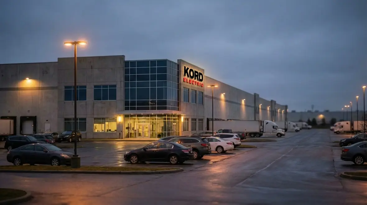 Commercial outdoor lighting illuminating a business exterior at night