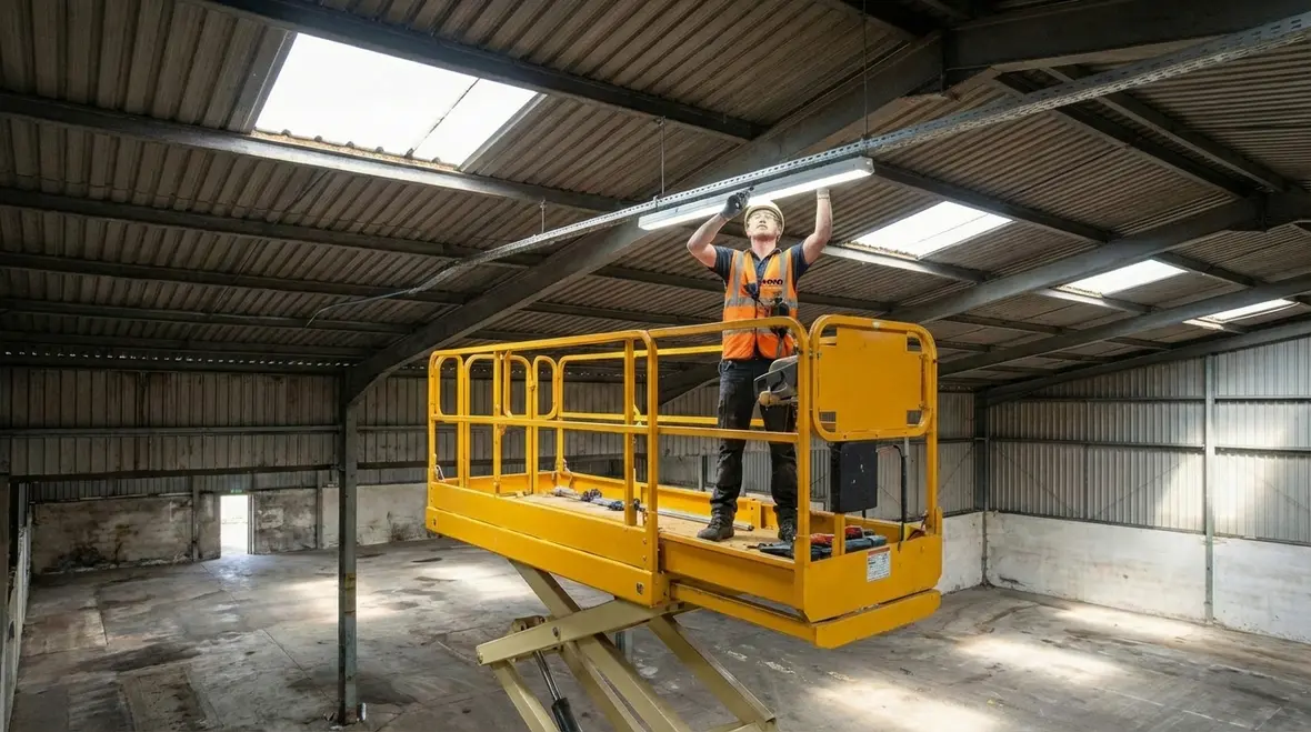 Team of electricians planning a commercial electrical project
