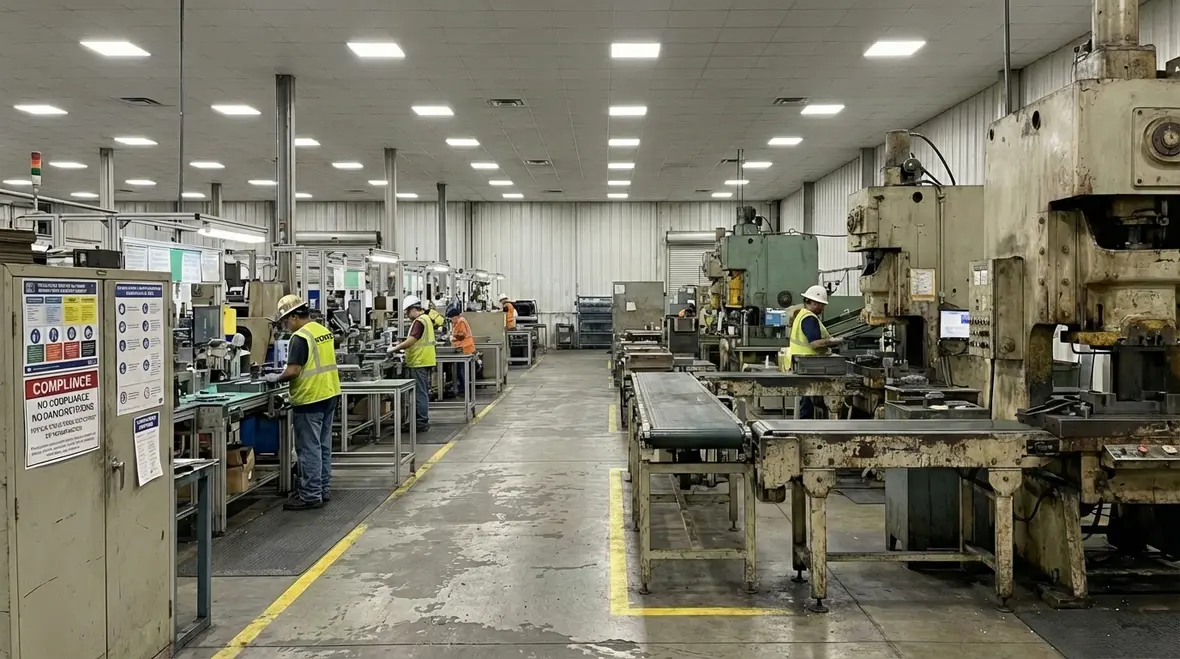 Energy efficient recessed lighting in a commercial warehouse