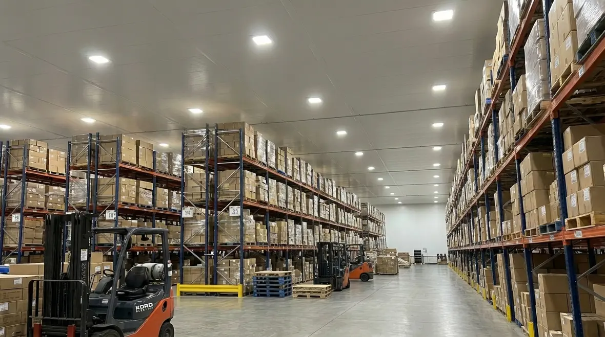 Upgraded recessed lighting in a commercial corridor