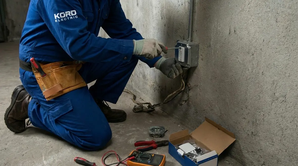Commercial electrical system showing safe and worn electrical connections