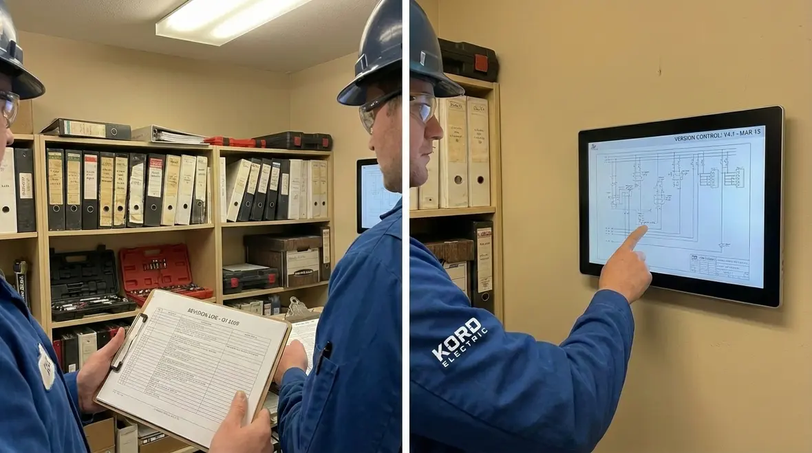 Risk management discussion using electrical system documentation in a commercial facility