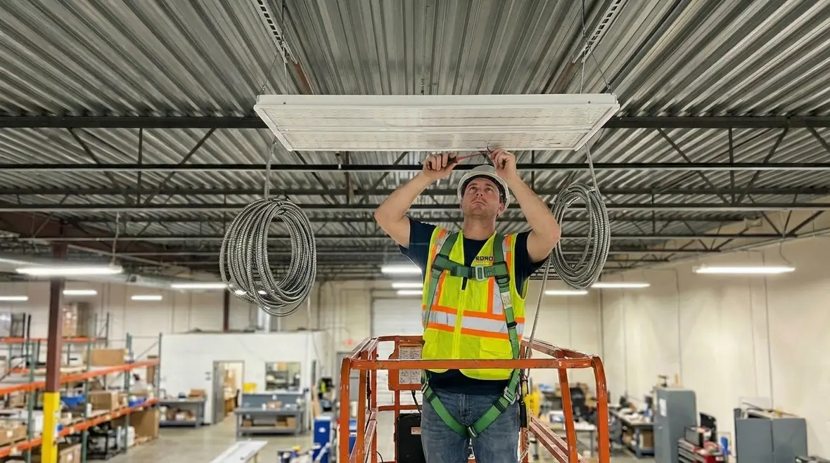 Los Angeles industrial facility undergoing lighting upgrades