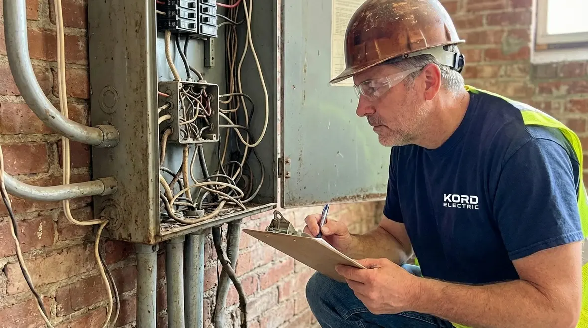 Inspection of old home wiring in a commercial electrical panel