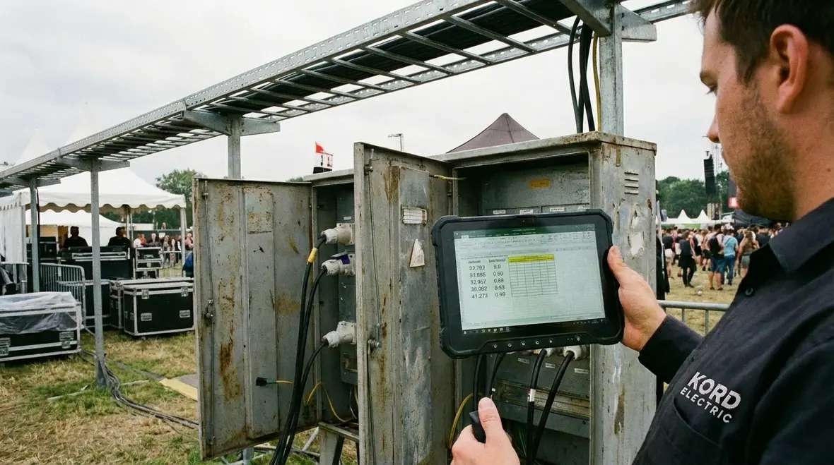Outdoor event power distribution panels and protected cabling layout