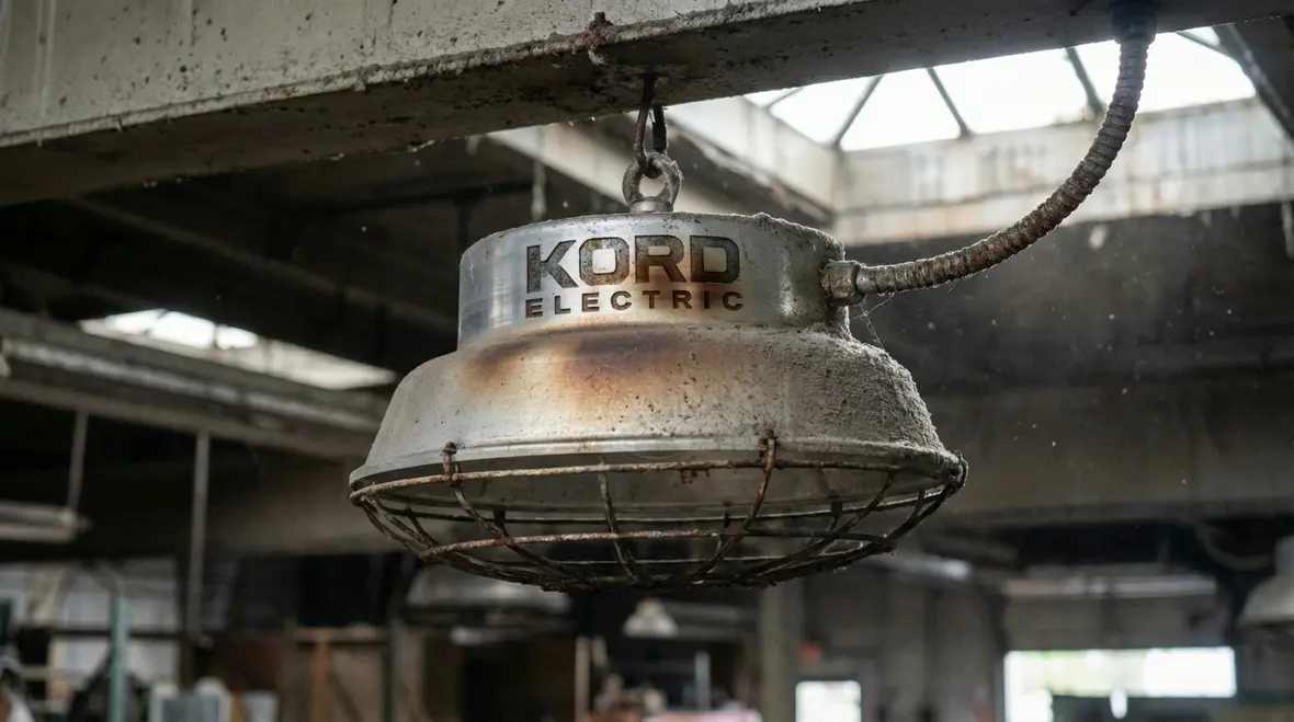 Technician inspecting failed lighting fixtures