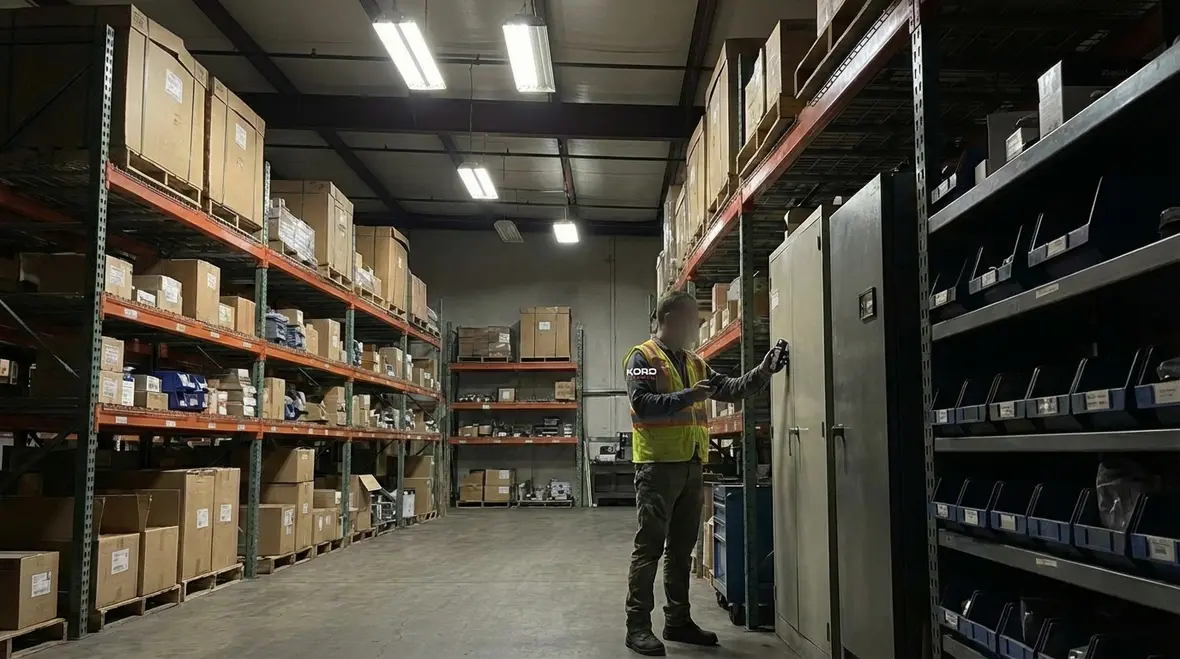 Uneven lighting levels in an industrial warehouse