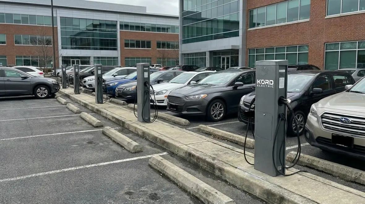 Home EV charger installed at a commercial property parking area
