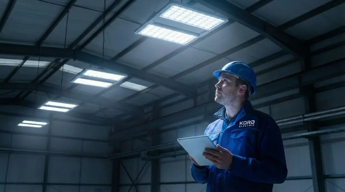 Warehouse and office commercial lighting design layout