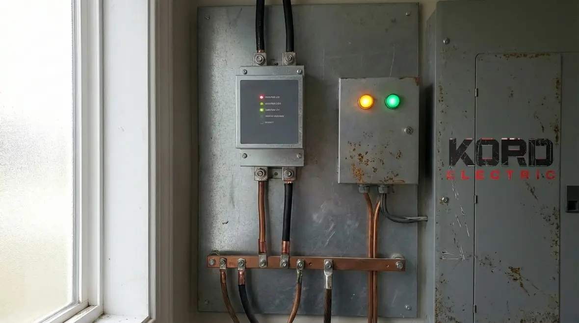 Commercial electrical panels with surge protection and proper grounding