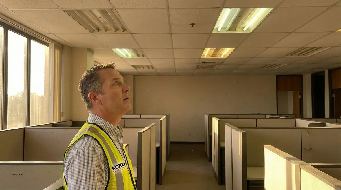 Modern LED office lighting retrofit in a commercial facility