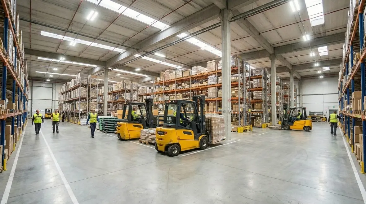 Industrial facility with compliant lighting safety standards