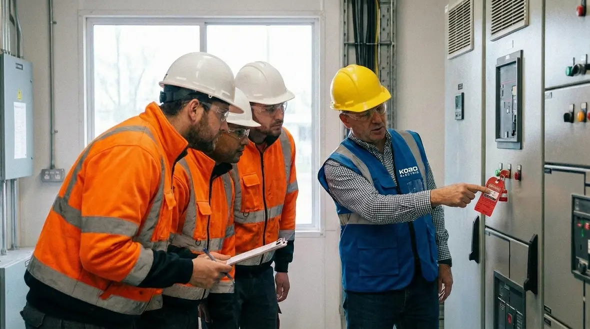 Commercial electrical panels used for arc flash and lockout training