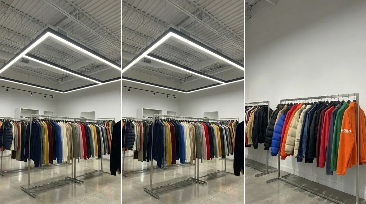 LED lighting installation in a commercial retail facility