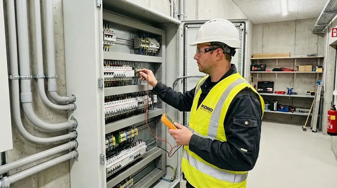 Commercial office wiring and dedicated outlets in an executive workspace