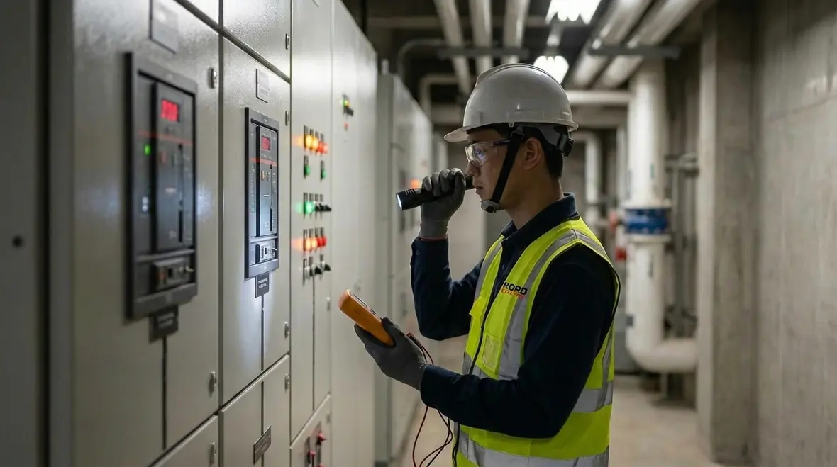 Commercial facility with emergency power systems during an outage