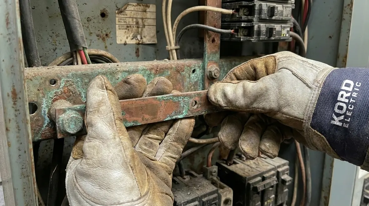 Industrial electrical room with aging infrastructure