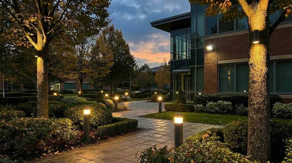 Professionally engineered commercial security lighting compared to basic fixtures