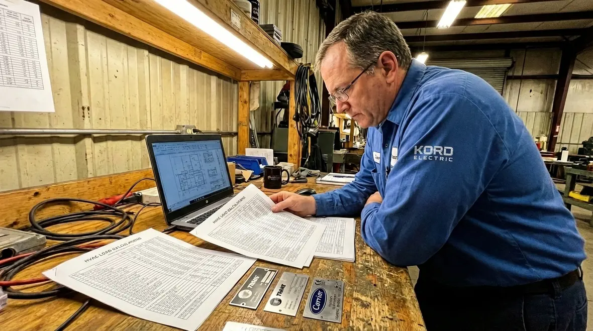 Load calculation and electrical load usage planning for commercial HVAC systems