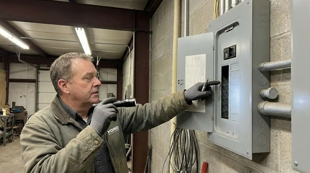 Commercial garage workshop wiring and power distribution