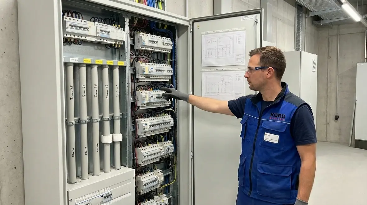 New build wiring and cable management in an industrial electrical room