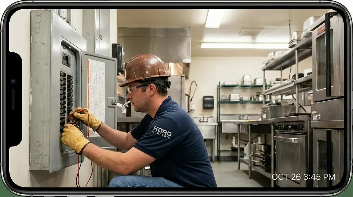 Commercial restaurant electrical system in a large dining space