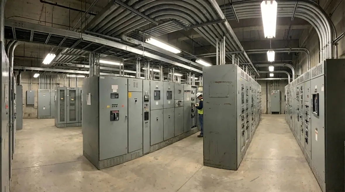 Electrician performing inspection and mitigation on aluminum wiring in a commercial panel