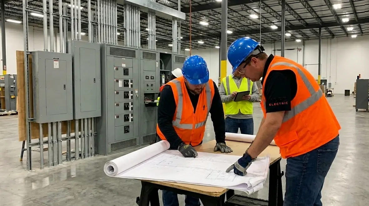 Facility manager reviewing electrical service upgrade options