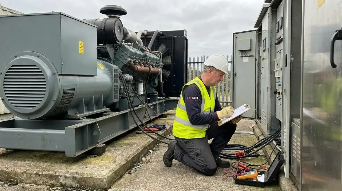 Commercial generator installation on concrete pad